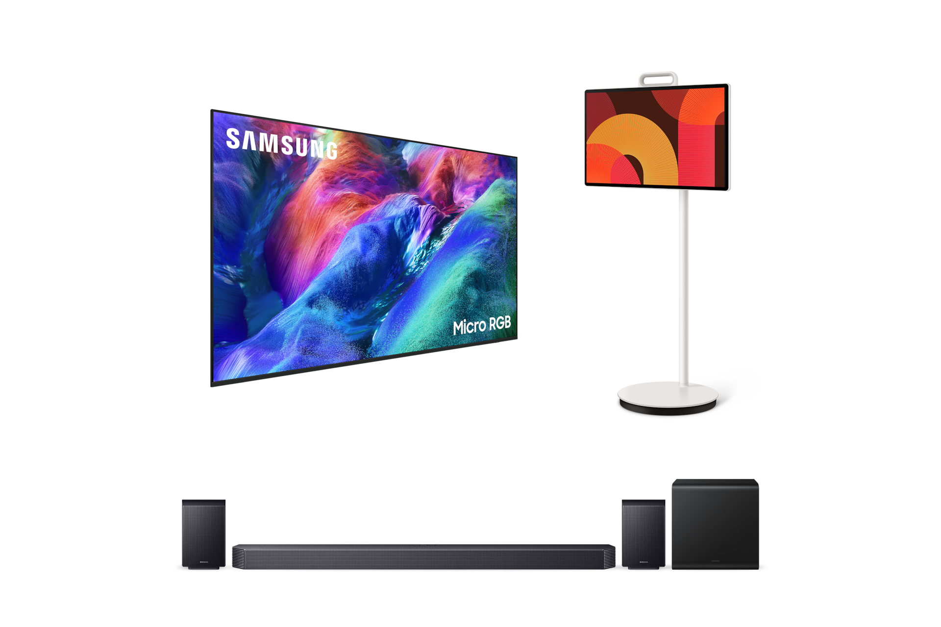 2026 Micro RGB RH9G (189cm) 풀 모션 슬림핏 벽걸이형+2025 The Movingstyle+9.1.4ch 사운드바 Q930H